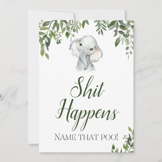 Jungle Safari Elephant Sweet  Sign Storlekare 5x7" Inbjudningar (Framsida)