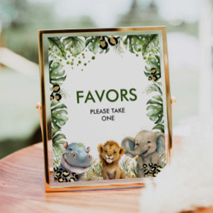 Jungle Safari Favors Party Sign Poster