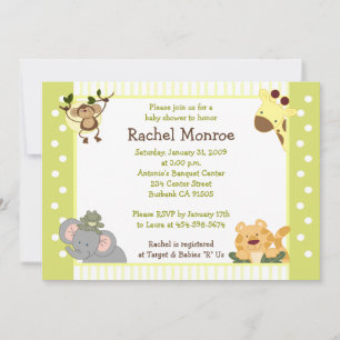 Jungle Safari Friends 5x7 Baby Shower-inbjudan Inbjudningar