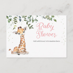 Jungle Safari Giraffe Baby Shower-kuvert Tilläggskort