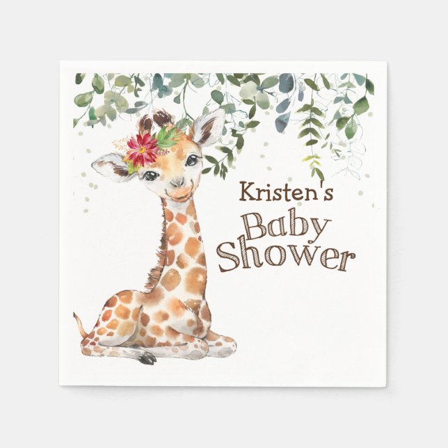Jungle Safari Giraffe Baby Shower Pappersservett (Framsidan)