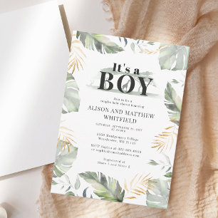 Jungle Safari Giraffe Botanical Couple Baby Shower Inbjudningar