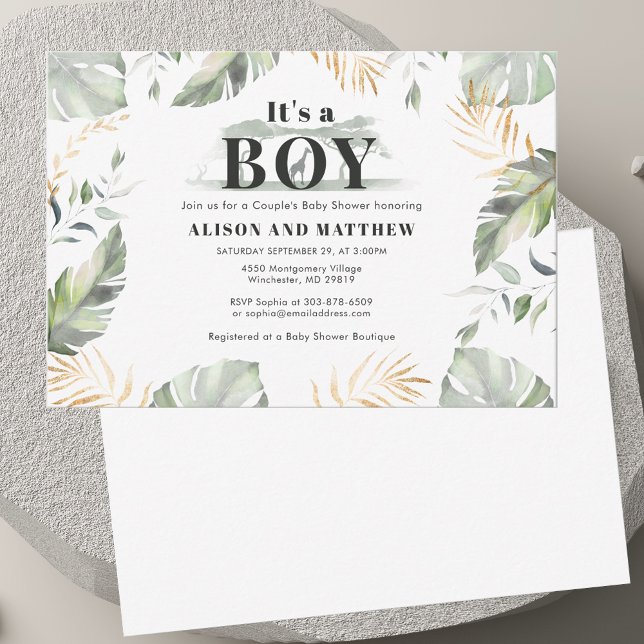 Jungle Safari Giraffe Boy Shower Anteckningskort (Jungle Safari Giraffe Boy Baby Shower Note Card)