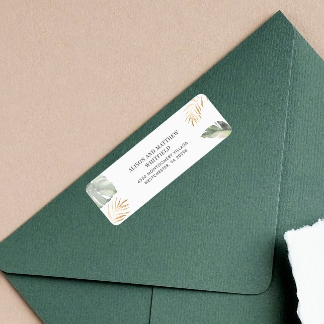 Jungle Safari Giraffe Handflatan Löv Returadress Etikett (Botanical Couples Baby Shower Return Address Label)