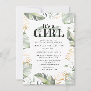 Jungle Safari Giraffe Par Girls Baby Shower Inbjudningar