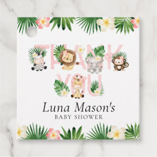 Jungle Safari Girl Baby Shower Favor Tags, Gåvor Etiketter