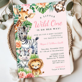 Jungle Safari Girl Baby Shower Par Inbjudningar