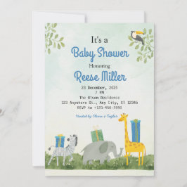 Jungle Safari Greenery Baby Shower Party Inbjudningar