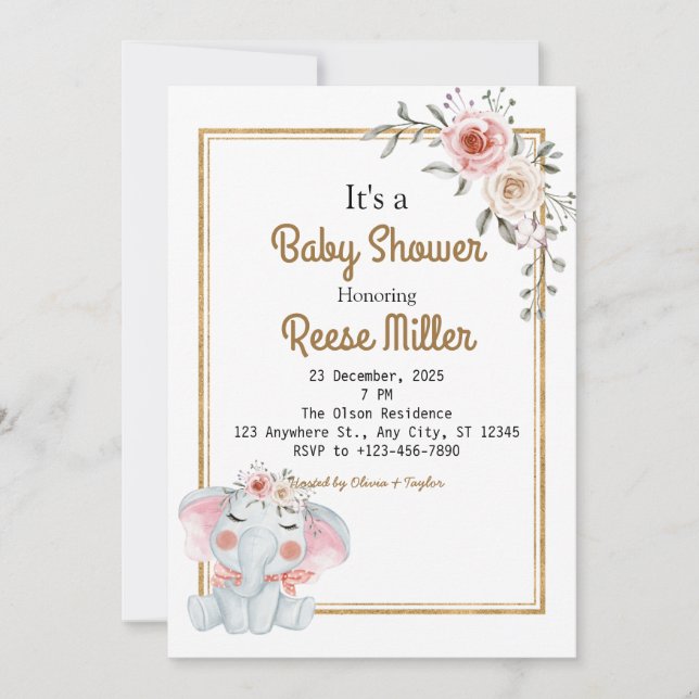 Jungle Safari Greenery Baby Shower Party Inbjudningar (Framsida)