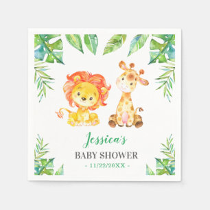 Jungle Safari Grönt Pojke Shower Lejonare Giraffe Pappersservett
