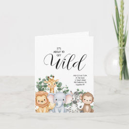 Jungle Safari "It's About To Get Wild" Baby Shower Inbjudan