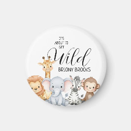 Jungle Safari "It's About To Get Wild" Baby Shower Magnet