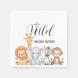 Jungle Safari "It's About To Get Wild" Baby Shower Pappersservett