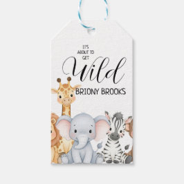 Jungle Safari "It's About To Get Wild" Baby Shower Presentetikett