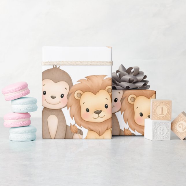 Jungle Safari "It's About To Get Wild" Baby Shower Presentpapper (Baby Shower)