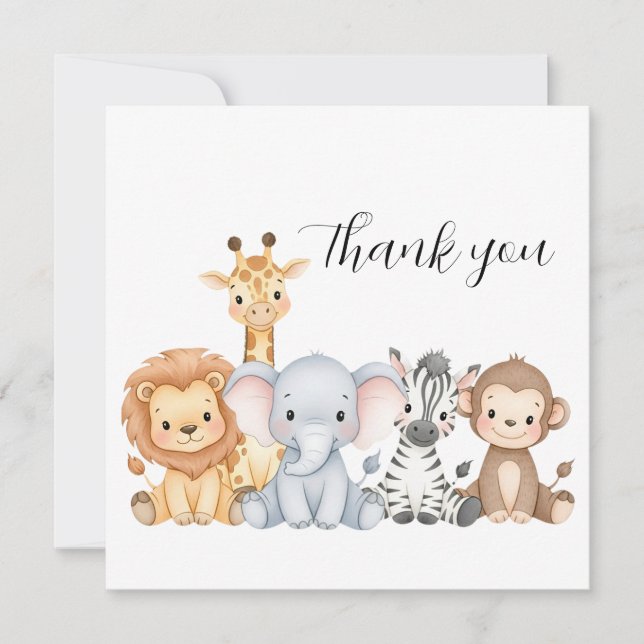 Jungle Safari "It's About To Get Wild" Baby Shower Tack Kort (Framsida)