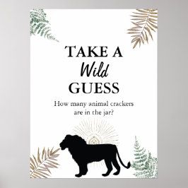 Jungle Safari Lejon Animal Party Guessing Game Poster