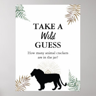 Jungle Safari Lejon Animal Party Guessing Game Poster