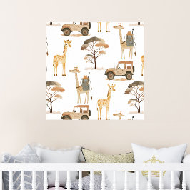 Jungle Safari med Giraffes Nursery Mönster Poster
