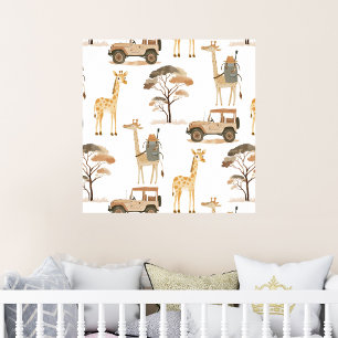 Jungle Safari med Giraffes Nursery Mönster Poster