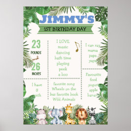 Jungle Safari Milestone Birthday Poster