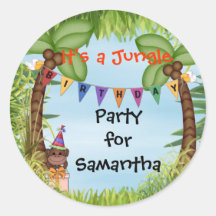 Jungle Safari Monkey Birthday Sticker
