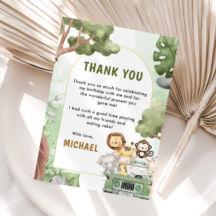 Jungle Safari Party Animals Birthday Tack Kort