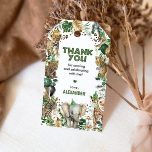 Jungle Safari Party Animals Boy Birthday Tack Presentetikett