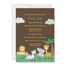 Jungle Safari Pojke Baby Shower Inbjudan