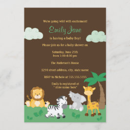 Jungle Safari Pojke Baby Shower Inbjudan