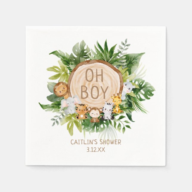 Jungle Safari Pojke Shower Pappersservett (Framsidan)
