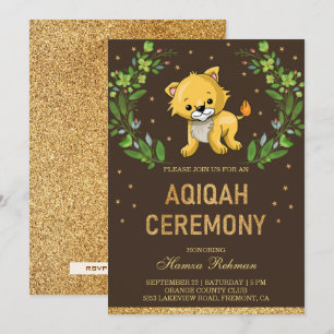 Jungle Safari Söt Baby Lion Aqiqah Inbjudningar
