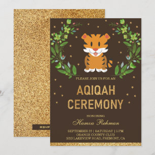 Jungle Safari Söt Baby Tiger Aqiqah Inbjudningar