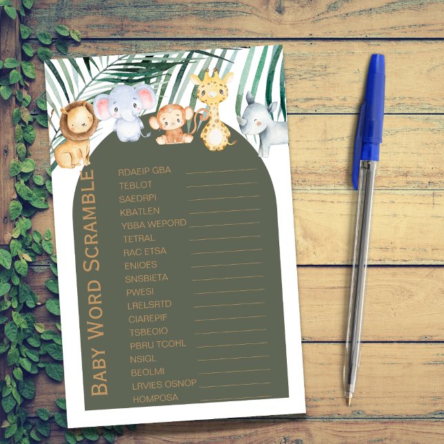 Jungle Safari Theme Baby Ord Scramble Game (Skapare uppladdad)