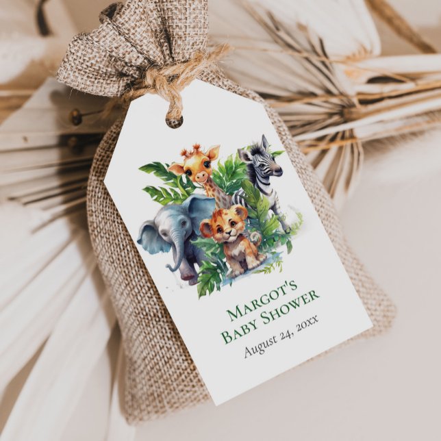 Jungle Safari Tropical Animals Baby Shower Favor Presentetikett (Skapare uppladdad)