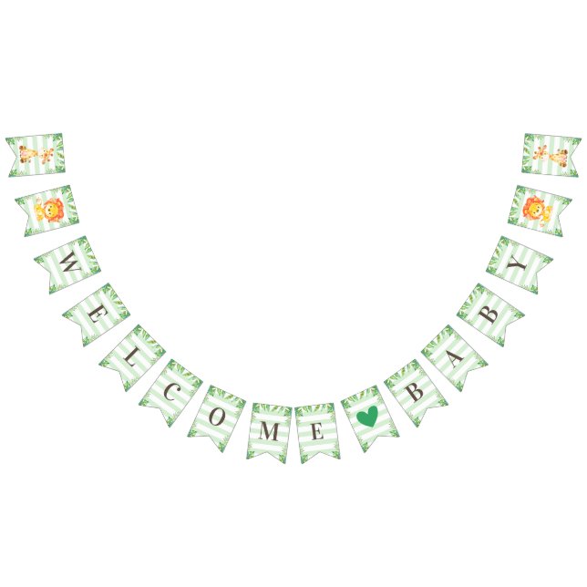 Jungle Safari Välkommen Pojke Shower Lejon Giraffe Vimplar (Alla)