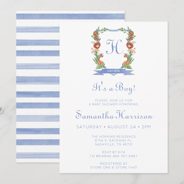 Jungle Safari Vapensköld Det är en pojkvän-babysko Inbjudningar (Fram/baksida)