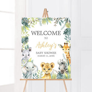 Jungle Safari Vild 1 Baby Shower Välkommen Poster