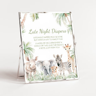 Jungle Safari Vild 1 Djur sena nattblöjor Poster