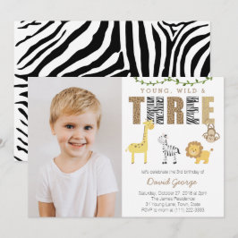 Jungle Safari Vild 3:e födelsedagen Party för Boy Inbjudningar