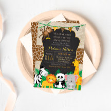 Jungle Safari Vild Baby Shower-inbjudan