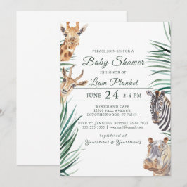 Jungle Safari Vild Baby Shower Inbjudningar