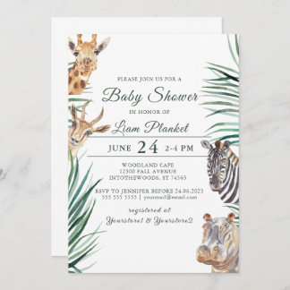Jungle Safari Vild Baby Shower Inbjudningar