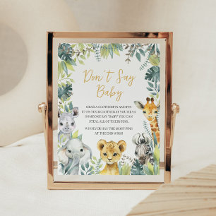Jungle Safari Vild en babyåkare Säg inte Baby Poster