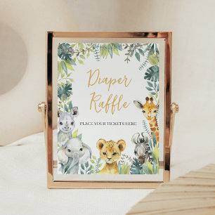 Jungle Safari Vild En babystölder Raffle Poster