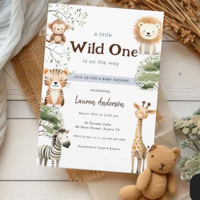Jungle safari Vild en Boy Baby Shower Inbjudningar (Skapare uppladdad)