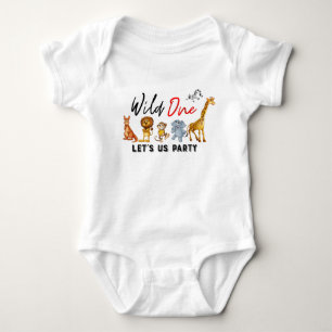 Jungle Safari Vild En Pojke 1 Birthday Romper T Shirt