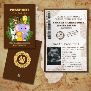 Jungle Safari Vild Ett babystölpass Inbjudan
