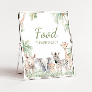 Jungle Safari Vild ett djur Baby Shower Food Poster