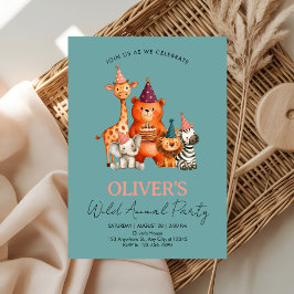 Jungle Safari Wild Animals Birthday Inbjudningar